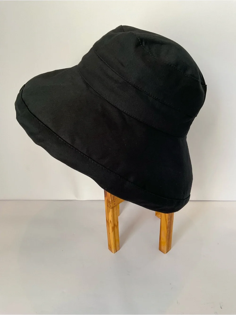 NWT Panama Jack Black Cotton Wide Brim Bucket Sun Hat